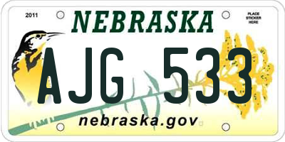 NE license plate AJG533