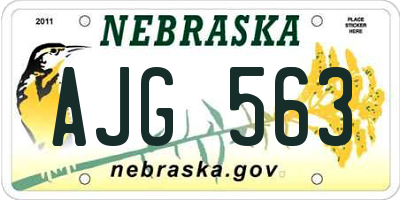 NE license plate AJG563