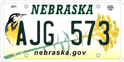 NE license plate AJG573