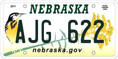 NE license plate AJG622