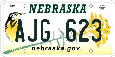 NE license plate AJG623