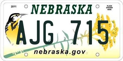 NE license plate AJG715