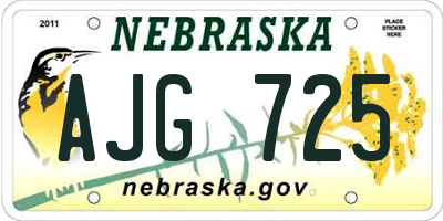 NE license plate AJG725