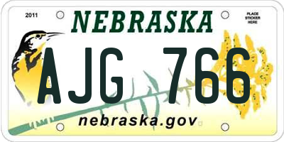 NE license plate AJG766