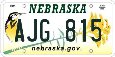 NE license plate AJG815