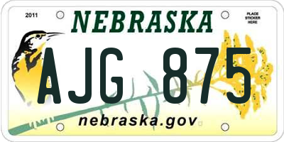 NE license plate AJG875