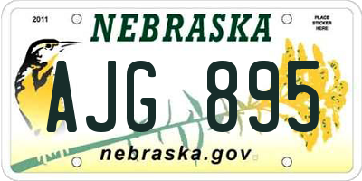 NE license plate AJG895