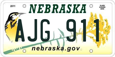 NE license plate AJG911