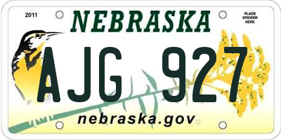 NE license plate AJG927