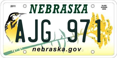 NE license plate AJG971