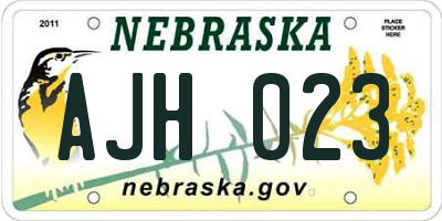 NE license plate AJH023