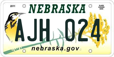 NE license plate AJH024