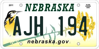 NE license plate AJH194