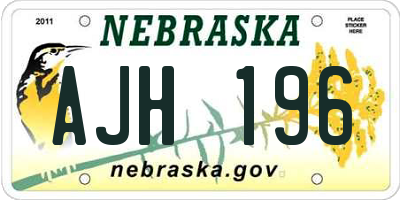 NE license plate AJH196