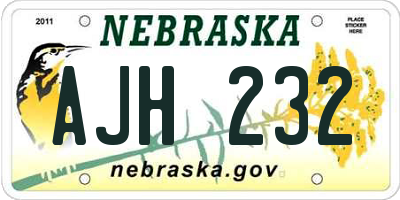 NE license plate AJH232