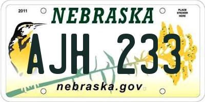 NE license plate AJH233