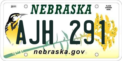 NE license plate AJH291