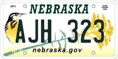 NE license plate AJH323