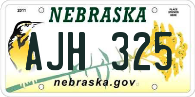 NE license plate AJH325