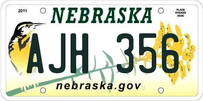 NE license plate AJH356