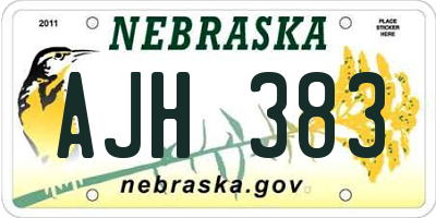 NE license plate AJH383