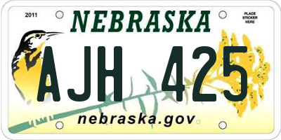 NE license plate AJH425