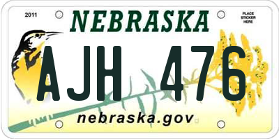 NE license plate AJH476