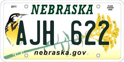 NE license plate AJH622