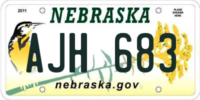 NE license plate AJH683