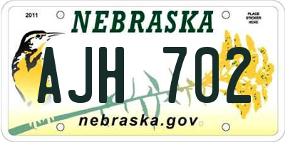 NE license plate AJH702