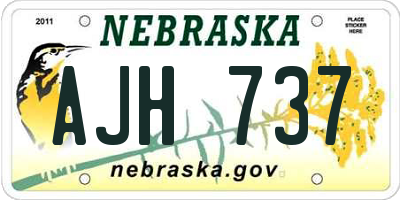 NE license plate AJH737