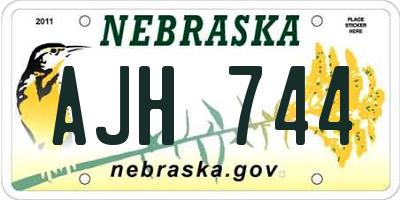 NE license plate AJH744