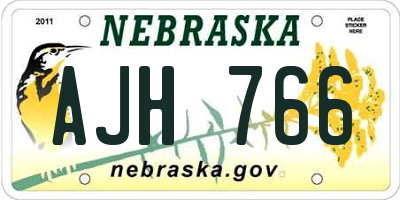 NE license plate AJH766