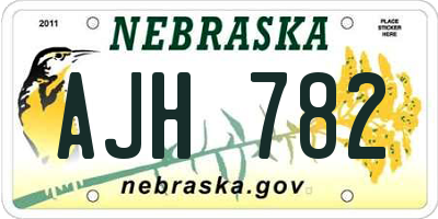 NE license plate AJH782
