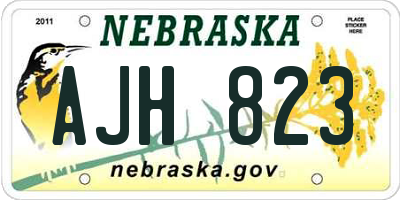 NE license plate AJH823