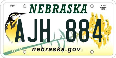 NE license plate AJH884