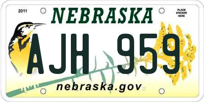 NE license plate AJH959