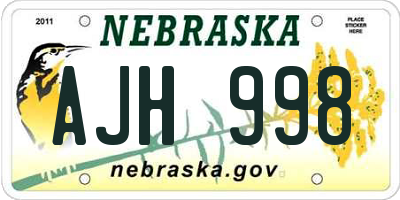 NE license plate AJH998