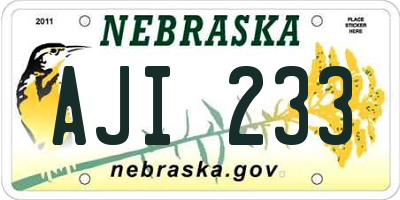 NE license plate AJI233