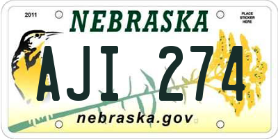 NE license plate AJI274