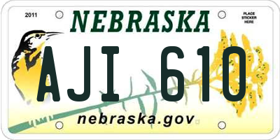 NE license plate AJI610