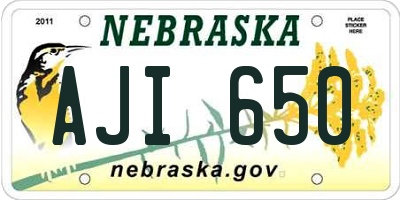 NE license plate AJI650