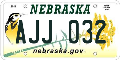 NE license plate AJJ032