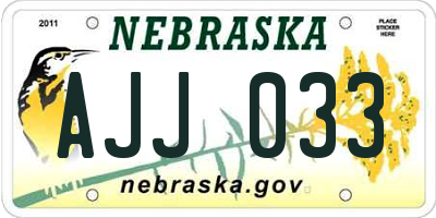 NE license plate AJJ033