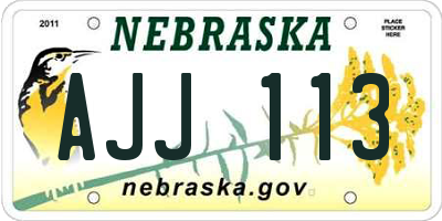 NE license plate AJJ113