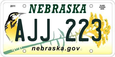 NE license plate AJJ223