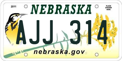 NE license plate AJJ314
