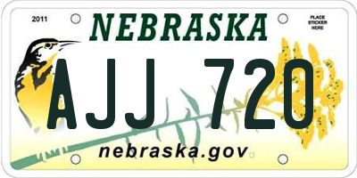 NE license plate AJJ720