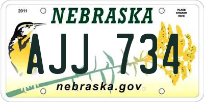 NE license plate AJJ734