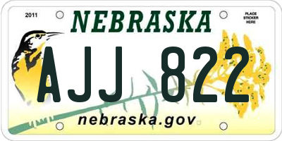 NE license plate AJJ822